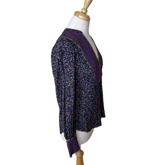 VERONICA BEARD Betta floral blouse Green Purple Size 0 NWT - Picture 7 of 16